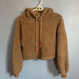 💕NWOT Cropped teddy pullover hoodie size medium💕